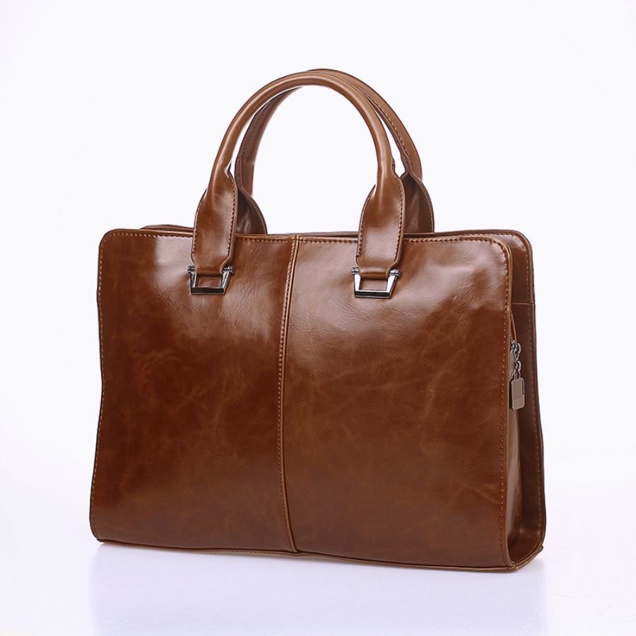 Leather Work Handbags - 【New Arrival】Vintage Brown Leather Briefcase, Men's