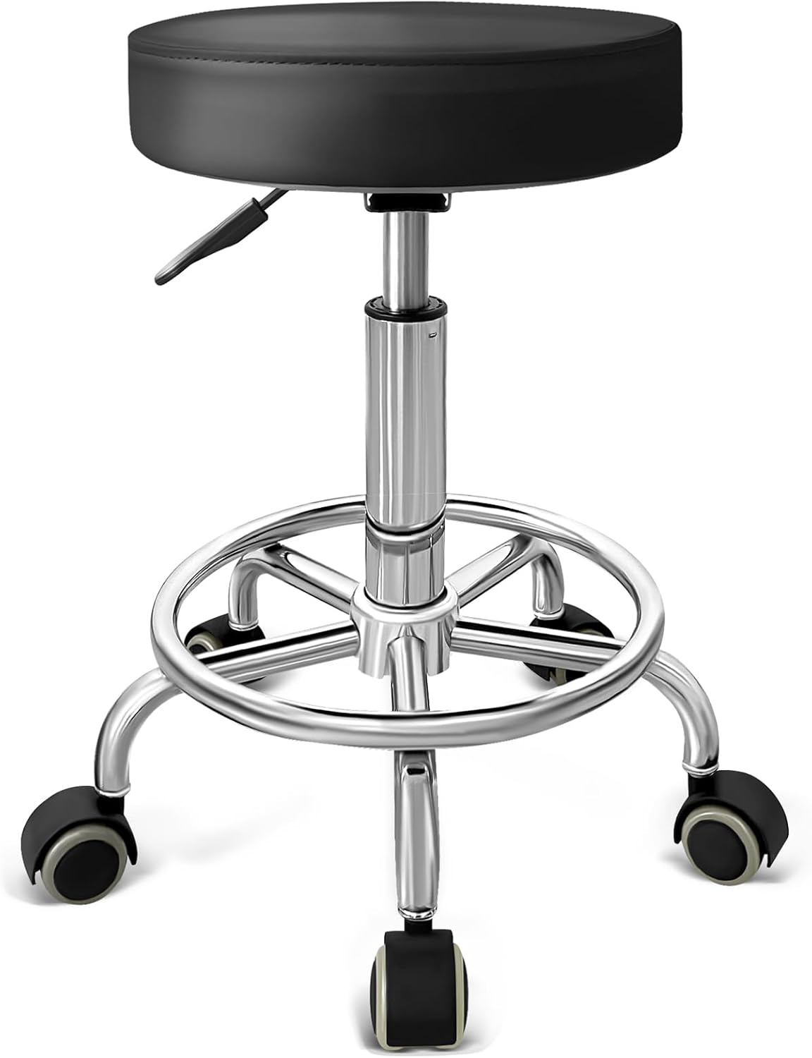 Leatherwork Tattoo - PU Leather Rolling Stool with Foot