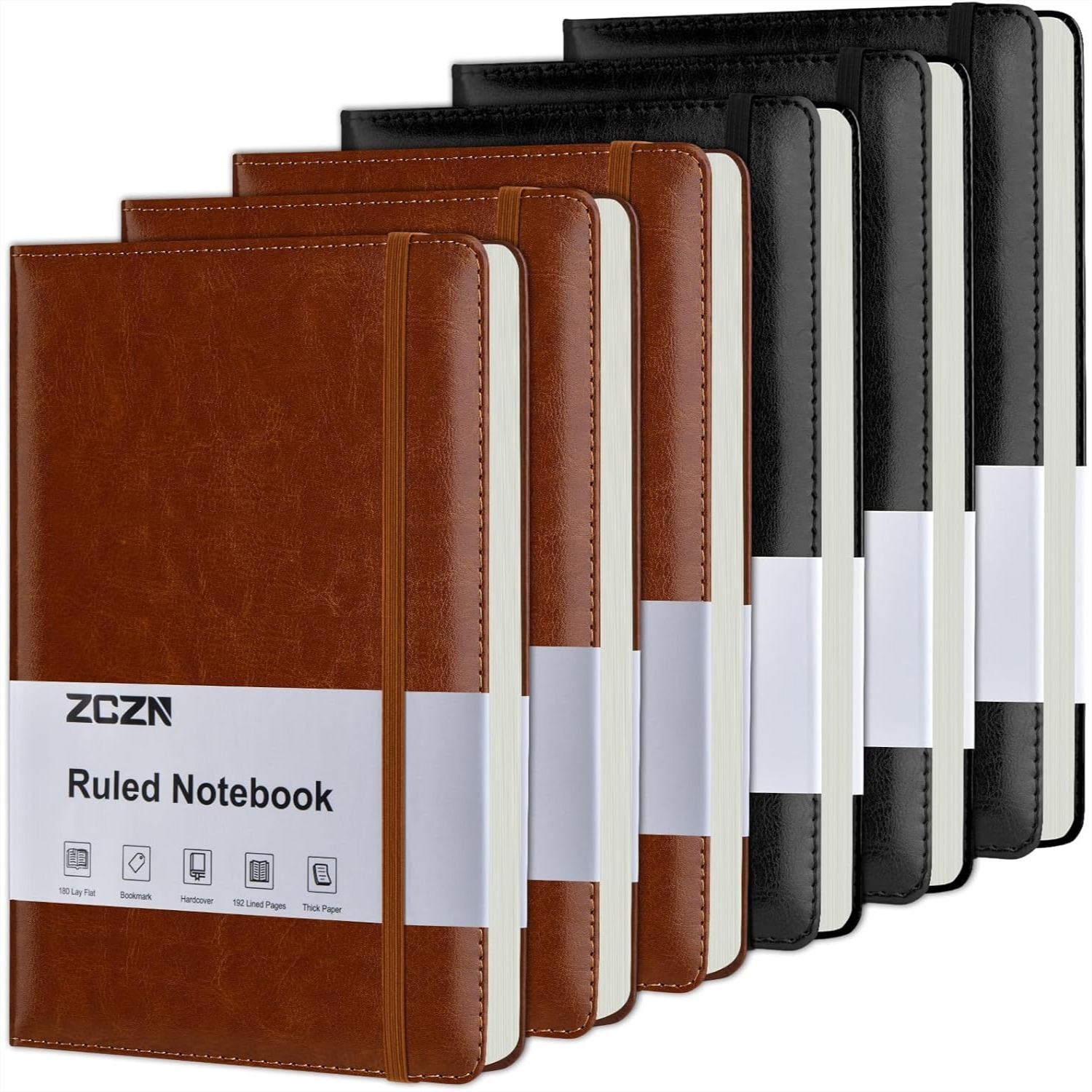 Leatherwork Images - 6 Pack Lined Journal Notebooks A5