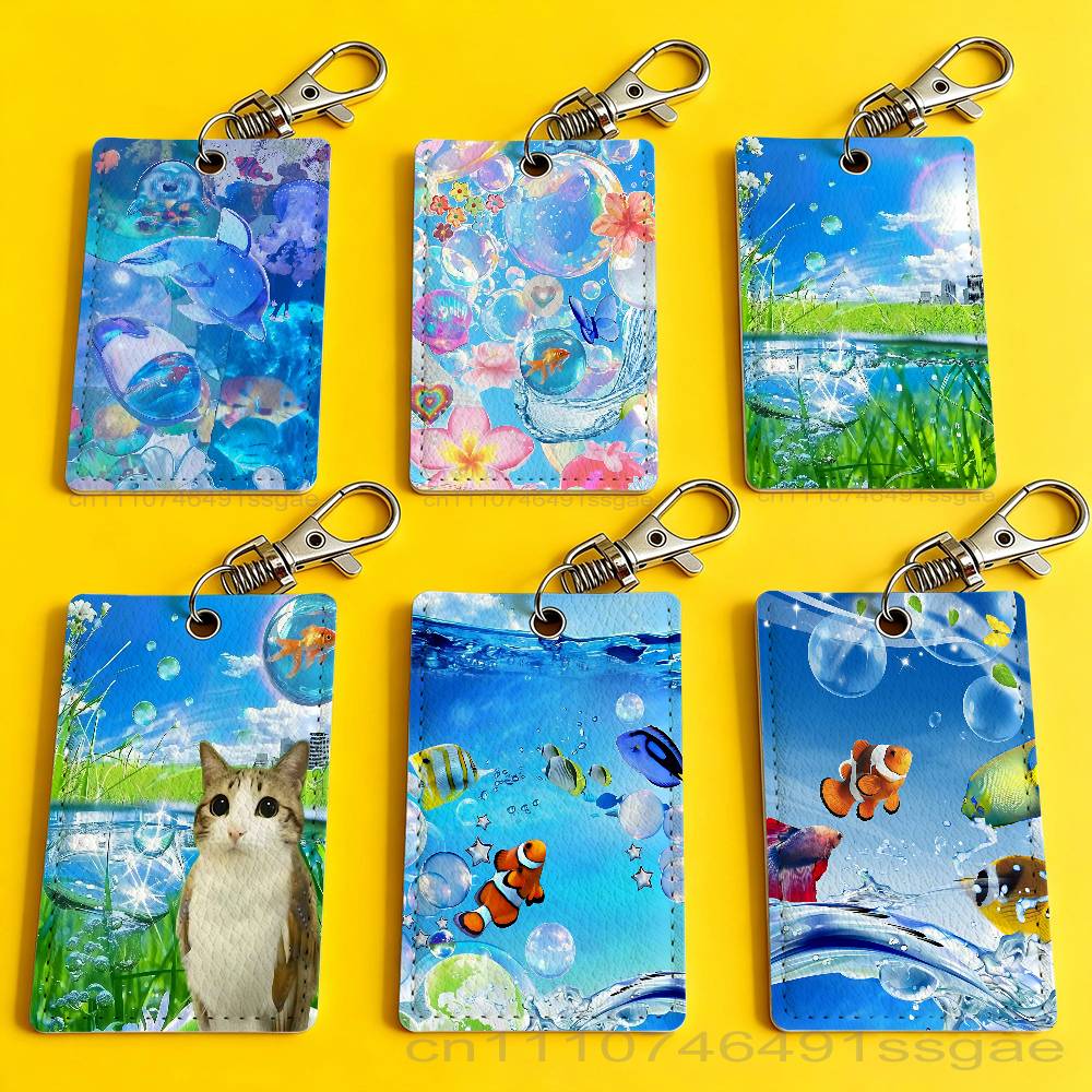 Leatherwork Art - F-Frutiger Aero Art Badge Holder Keychain