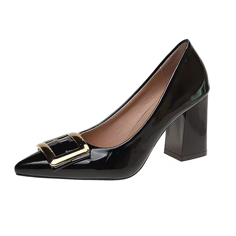 Leather Work Fabric - Women's Pumps Temperament Pointed High Heel
