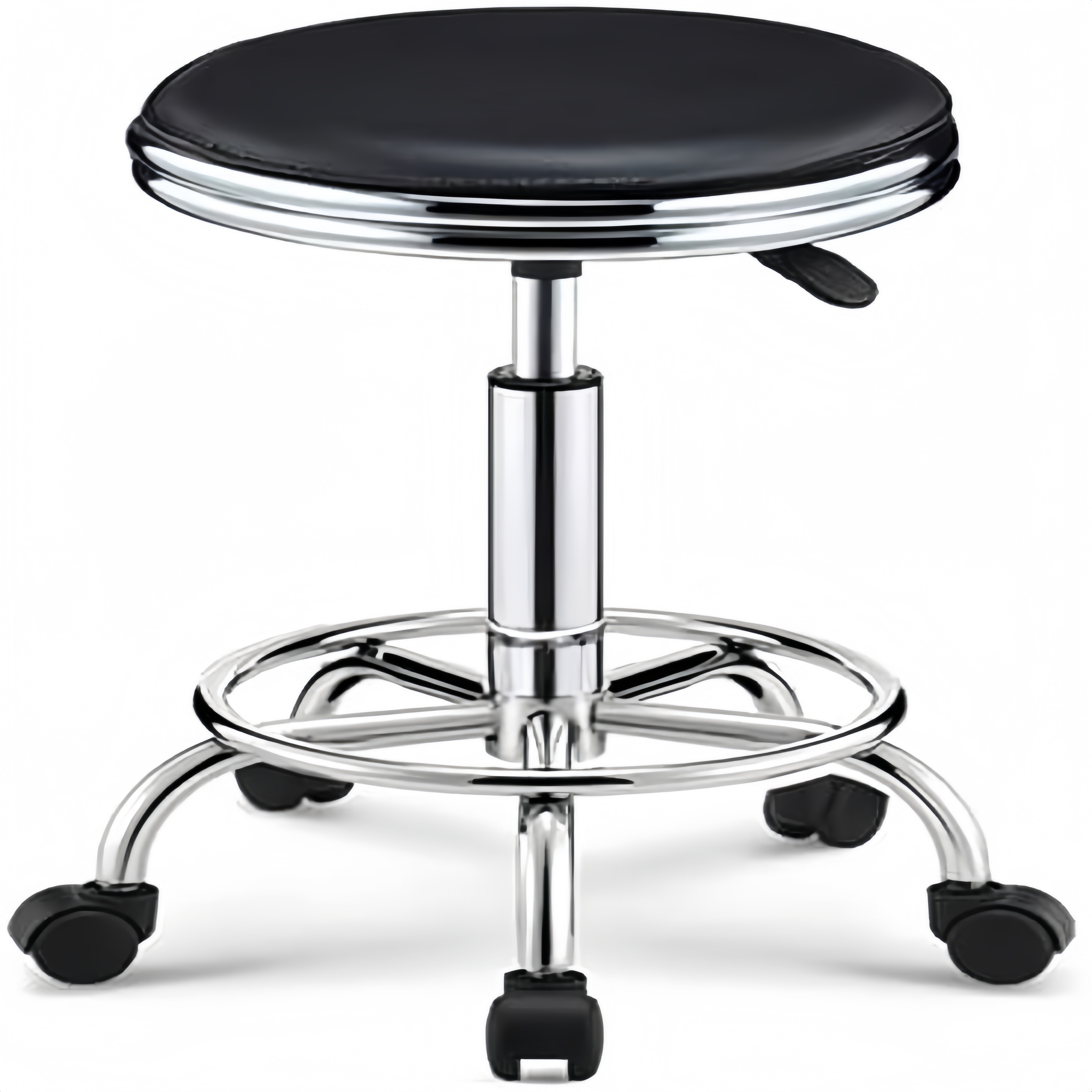 Round Rolling Stool with Foot  - Leatherwork Tattoo avis et prix