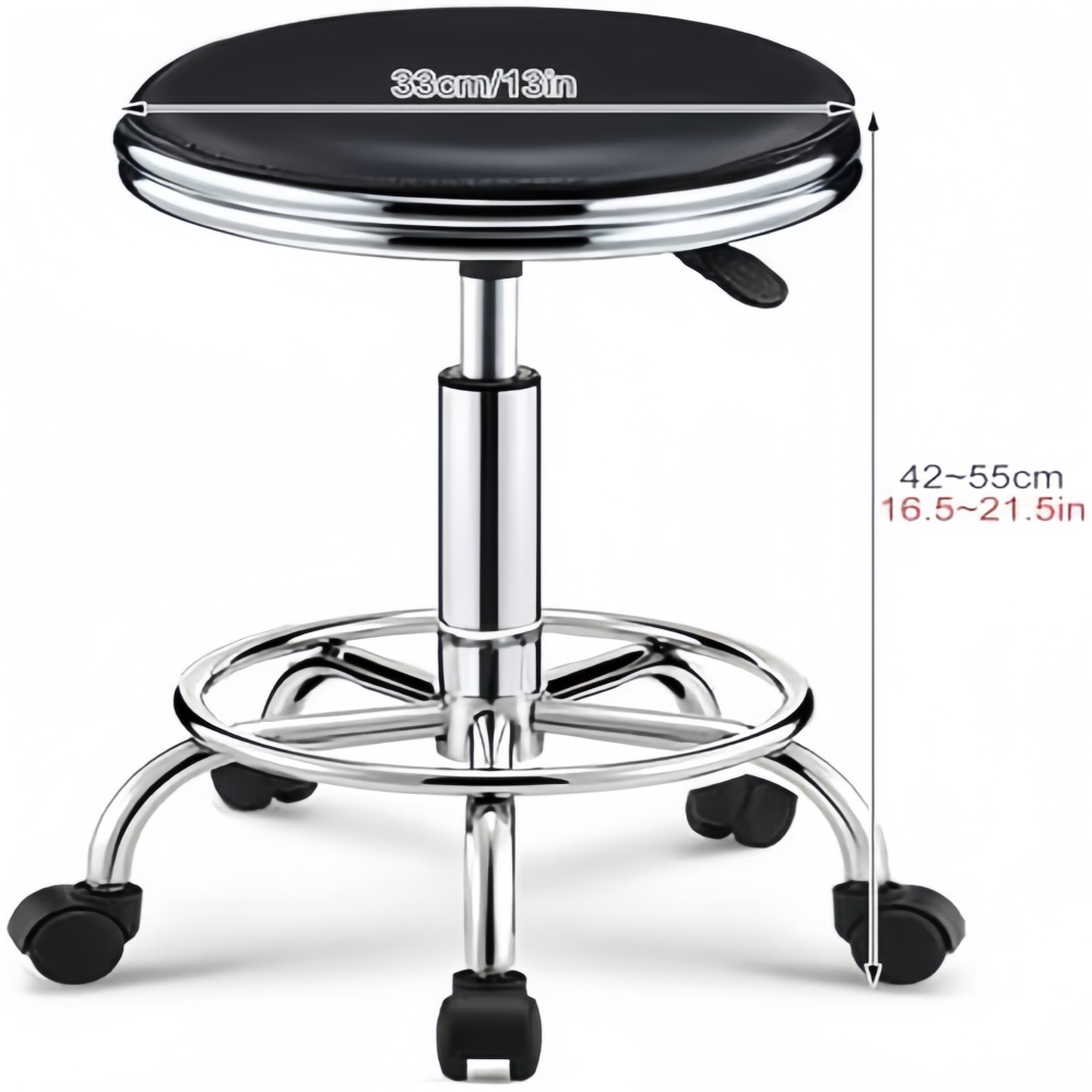 Round Rolling Stool with Foot  - Leatherwork Tattoo avis et prix