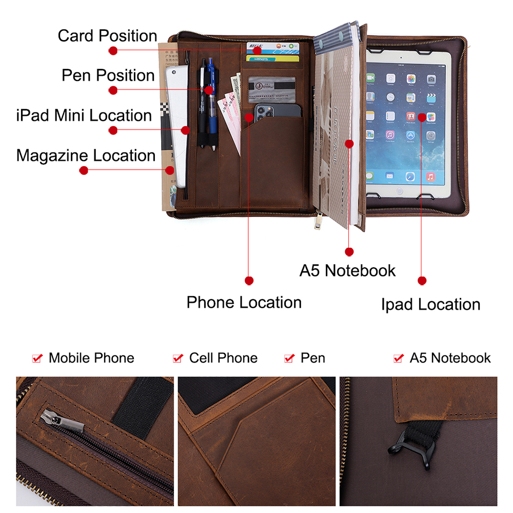 Work Folio for Men and Women G - Leather Work Folio avis et prix