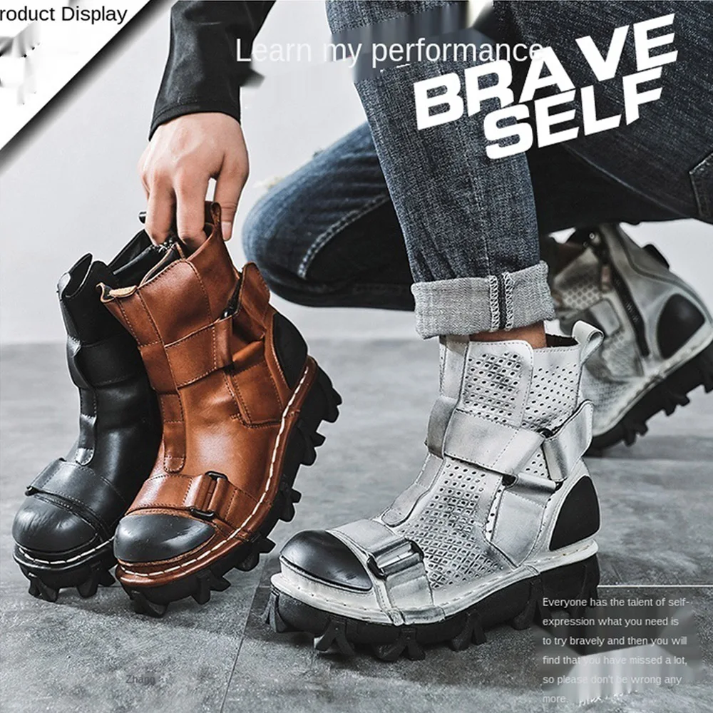 Men's Genuine Leather Motorcyc - Leather Work Fabric avis et prix