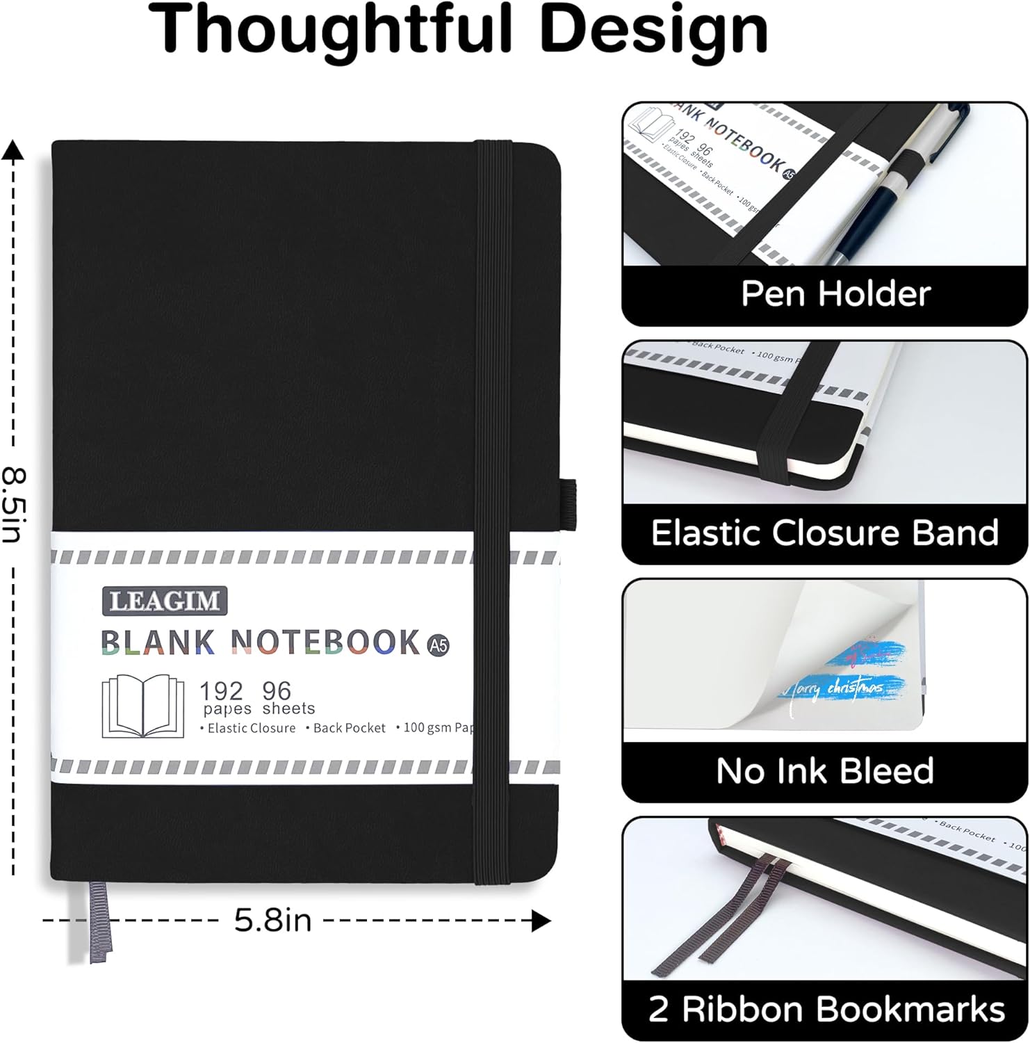 Blank Journal Notebook A5 192  - Leatherwork Images avis et prix