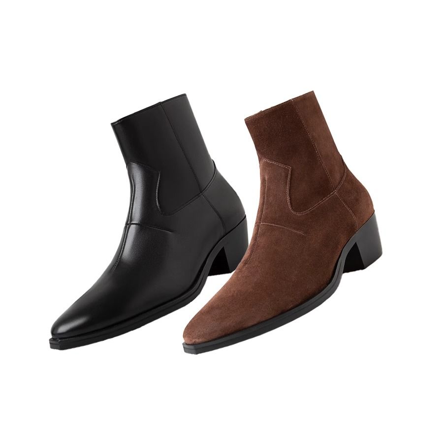 Trendy Western  Boots Thick Bo - Leather Work Western avis et prix