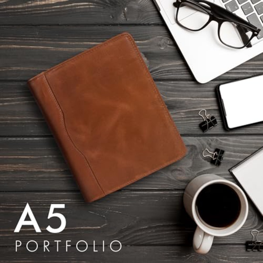 Leather A5 Portfolio Padfolio  - Leather Work Folio avis et prix