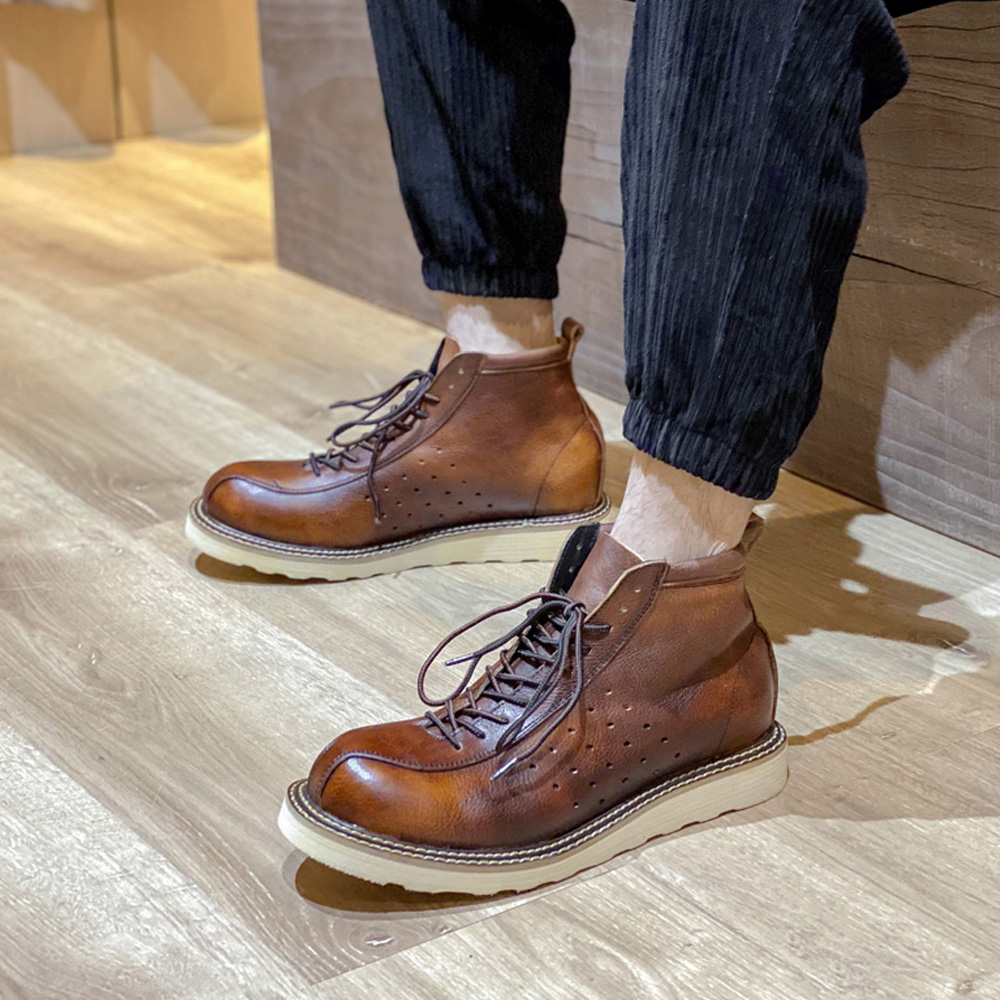 Men's Genuine Leather Hollow O - Leather Work Western avis et prix