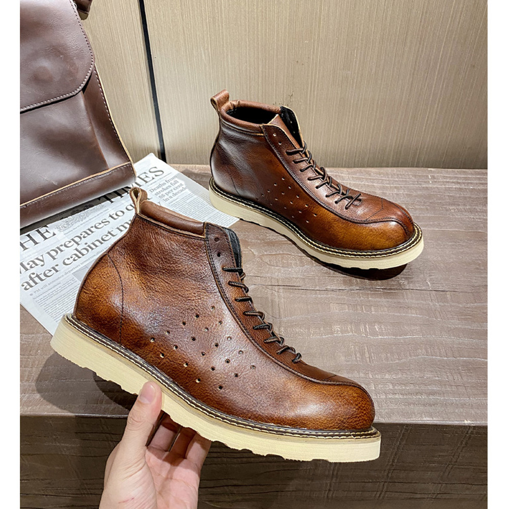 Men's Genuine Leather Hollow O - Leather Work Western avis et prix