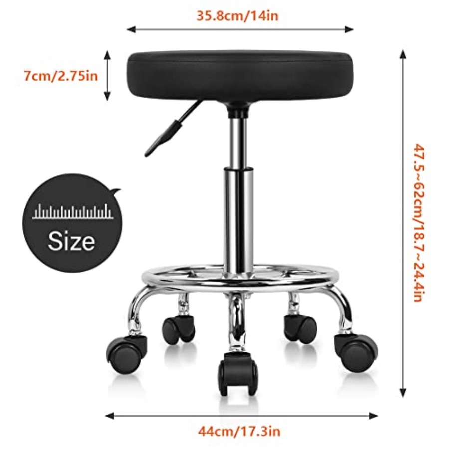 PU Leather Round Rolling Stool - Leatherwork Tattoo avis et prix