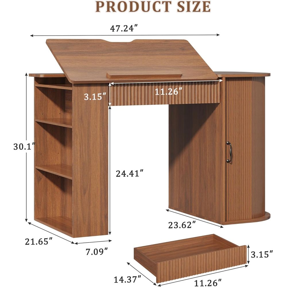 Storage Cabinet Desk with Draw - Leatherwork Art avis et prix
