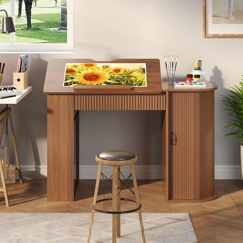 Storage Cabinet Desk with Draw - Leatherwork Art avis et prix