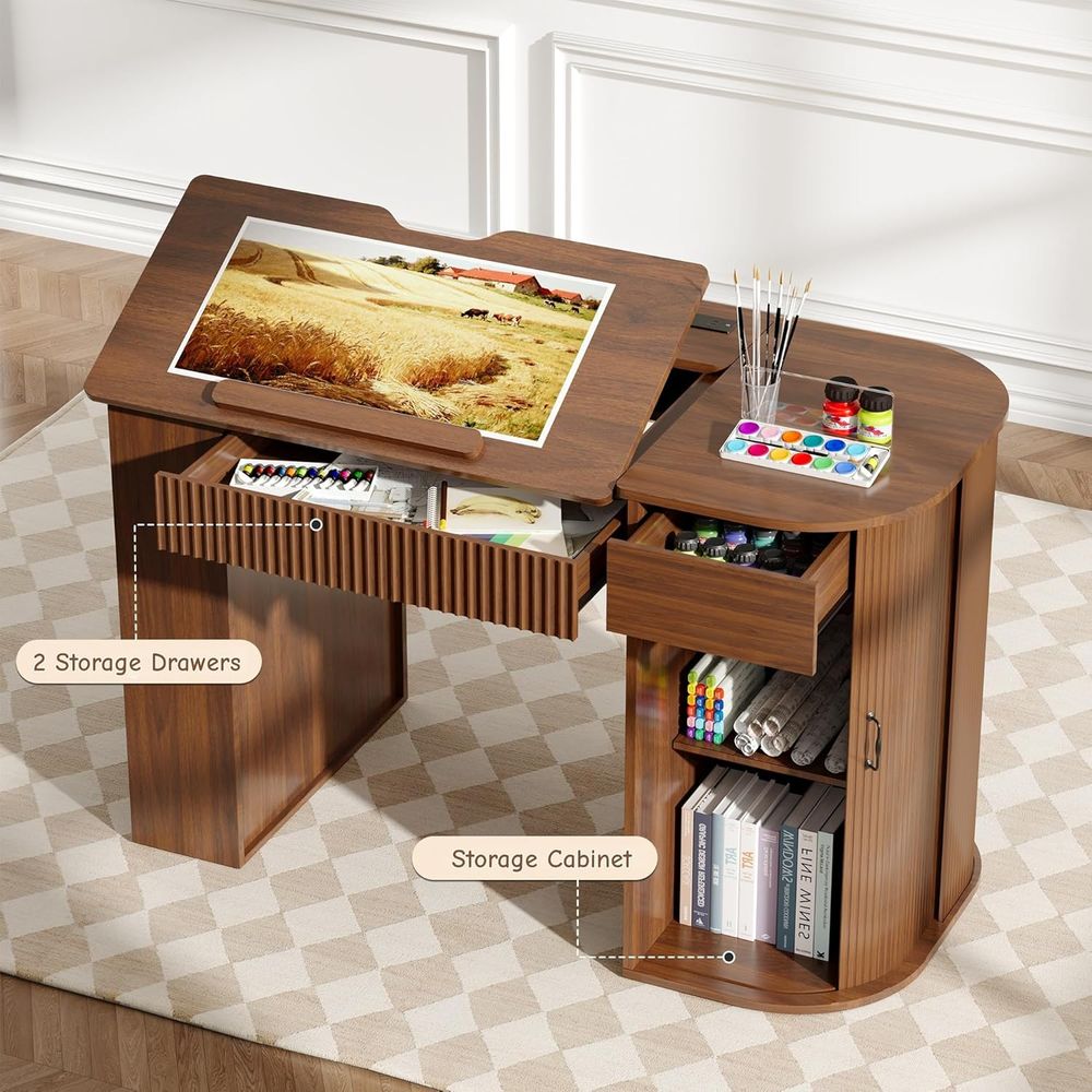 Storage Cabinet Desk with Draw - Leatherwork Art avis et prix