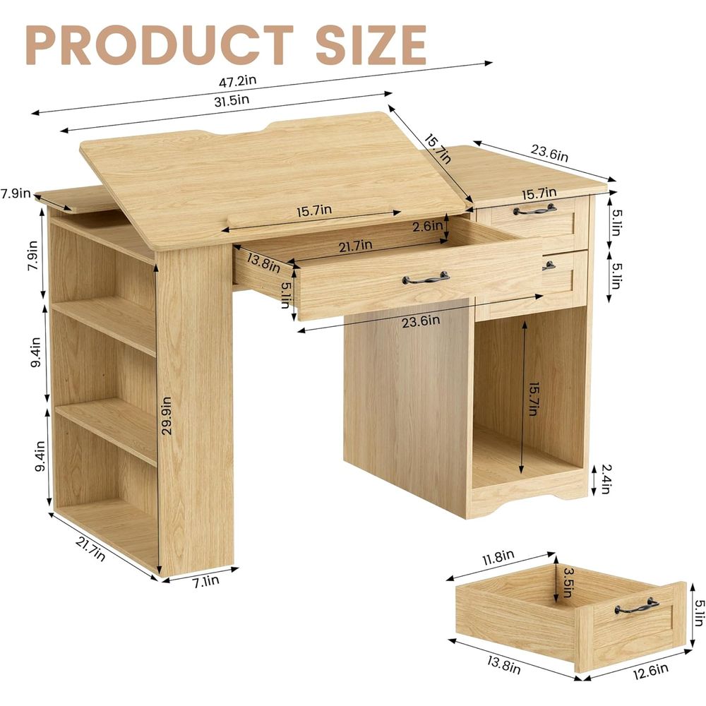 Adjustable Art Desk with Stora - Leatherwork Art avis et prix