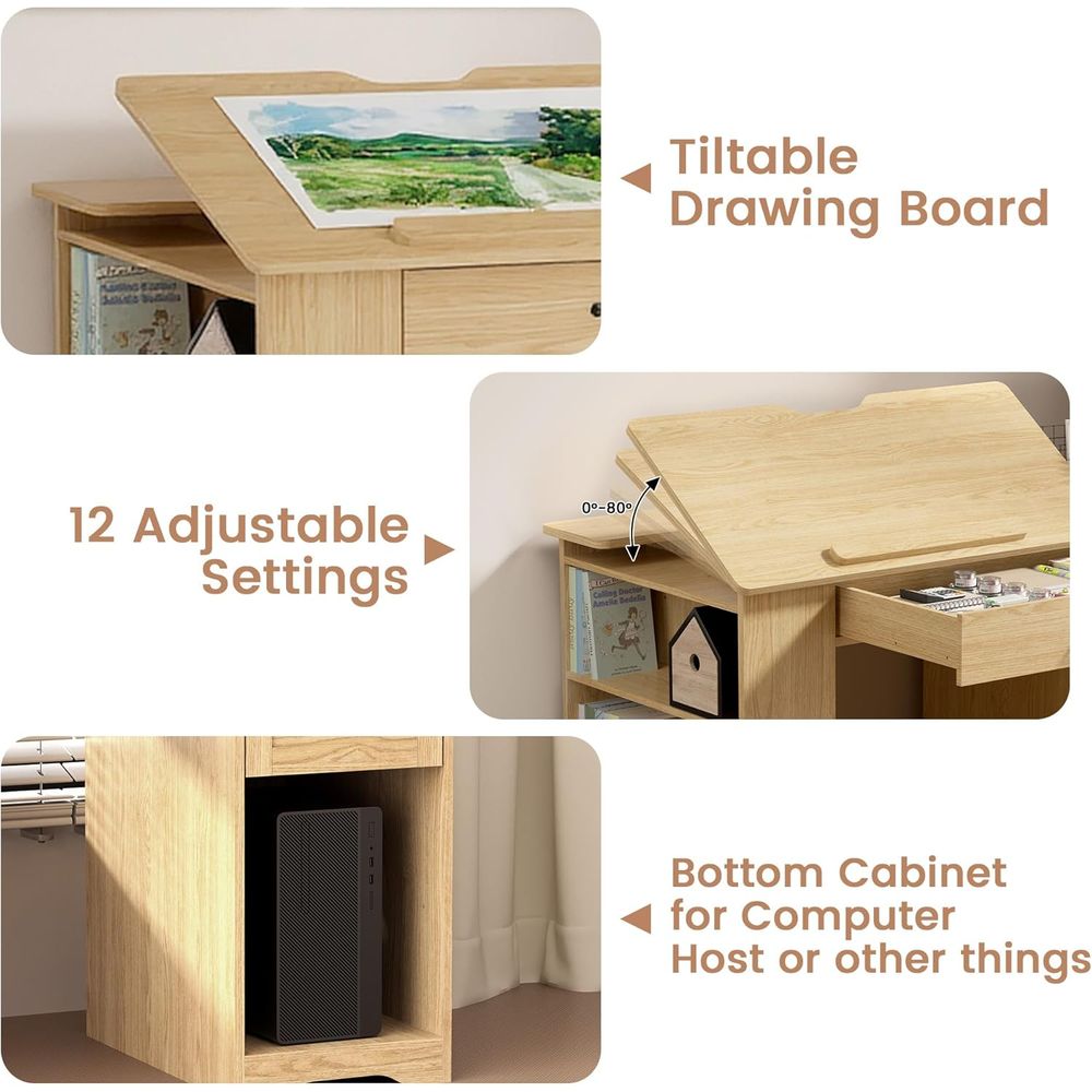 Adjustable Art Desk with Stora - Leatherwork Art avis et prix