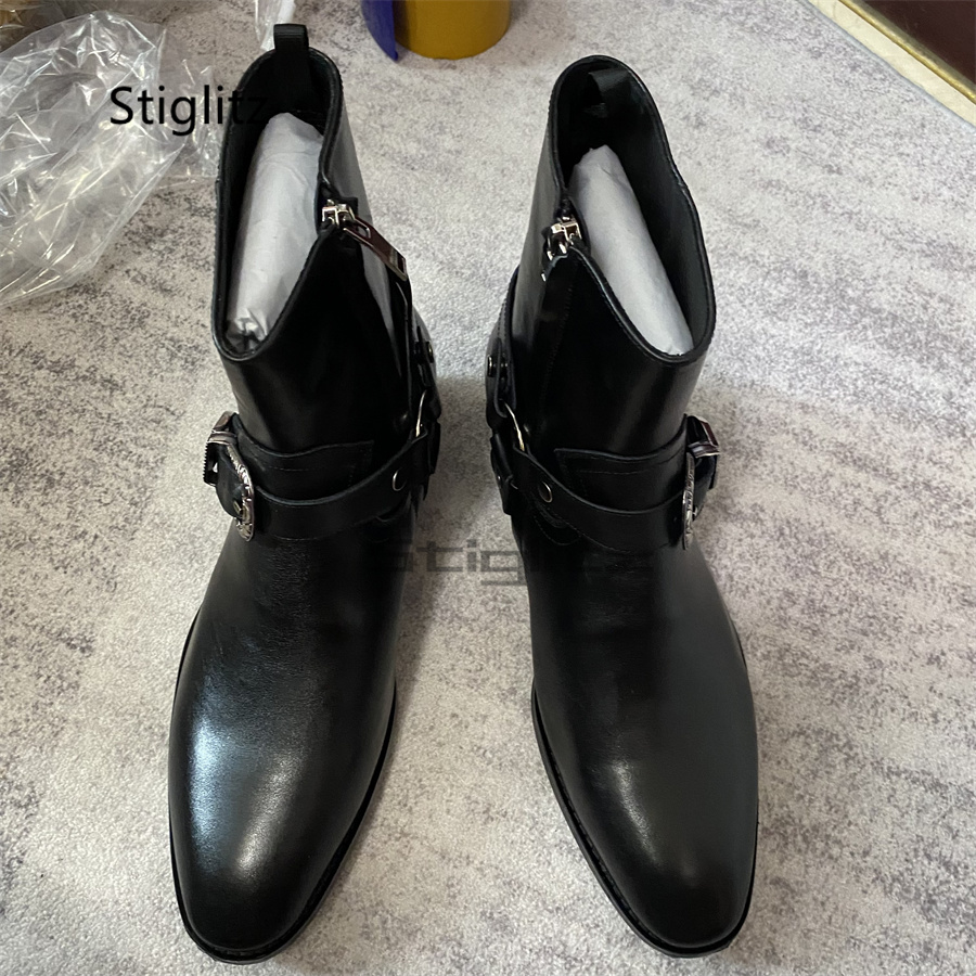Men's Belt Buckle Ankle Boots  - Leather Work Western avis et prix
