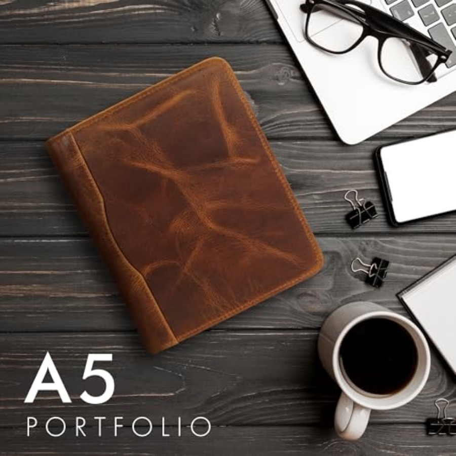 Leather A5 Portfolio Padfolio  - Leather Work Folio avis et prix