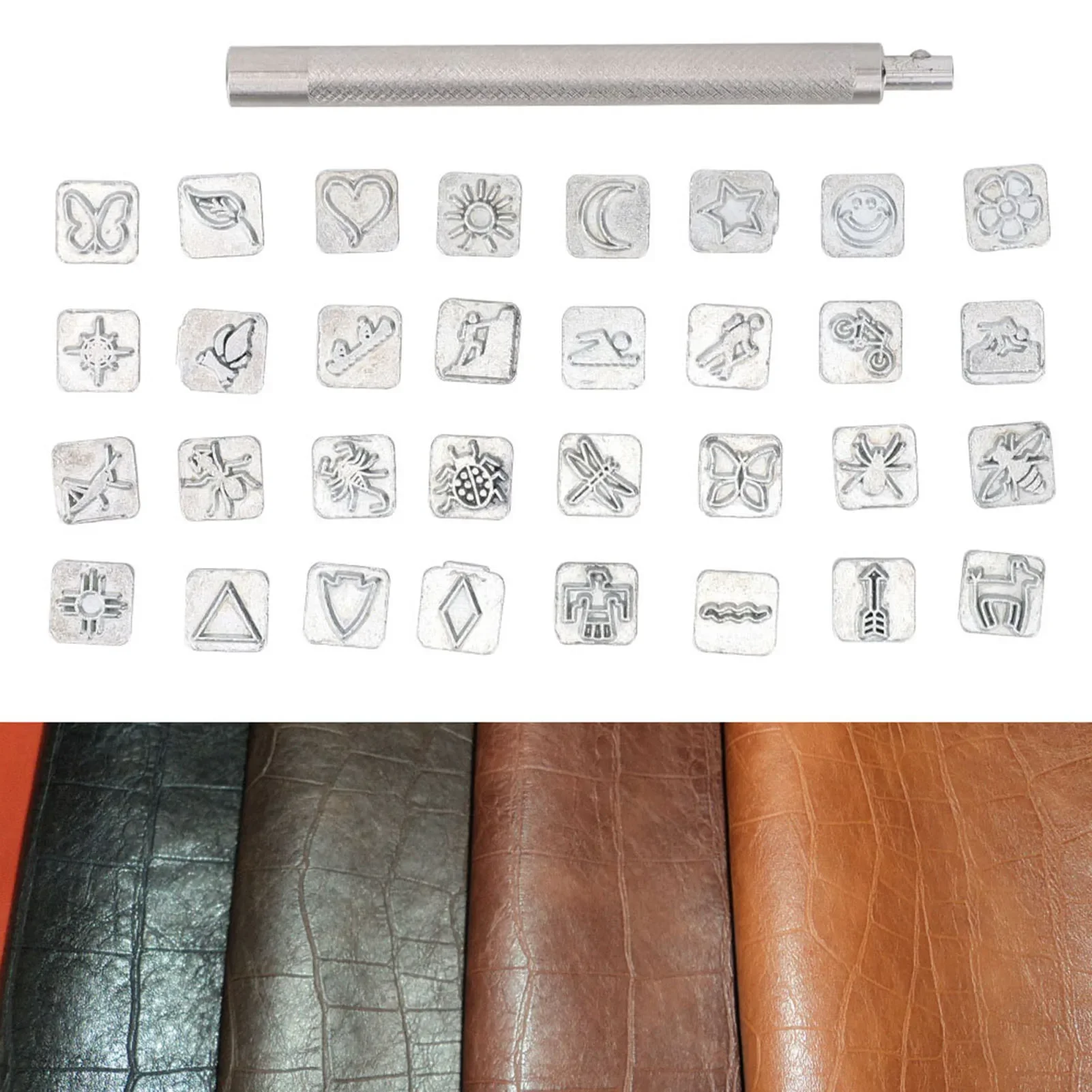 32PCS Cartoon Animal Plant Lea - Leather Stamp Set avis et prix