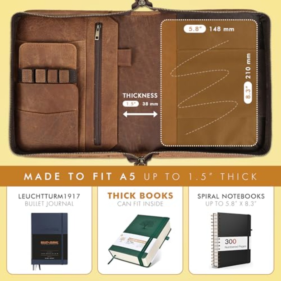 Leather A5 Portfolio Padfolio  - Leather Work Folio avis et prix