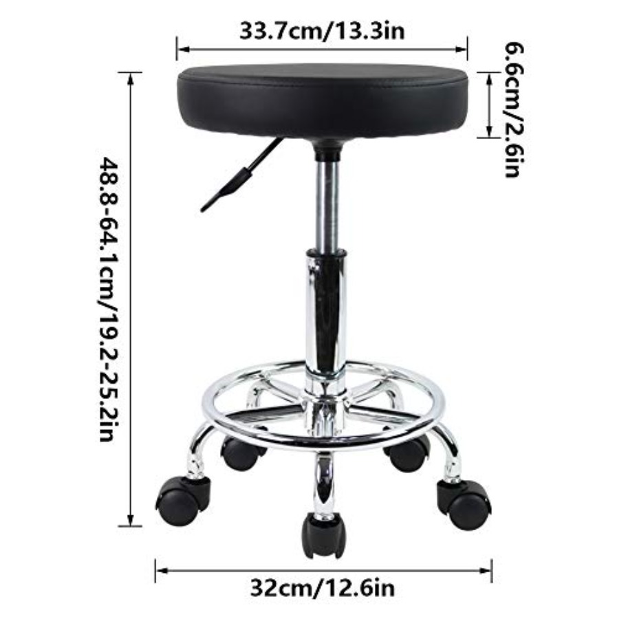 PU Leather Round Rolling Stool - Leatherwork Tattoo avis et prix