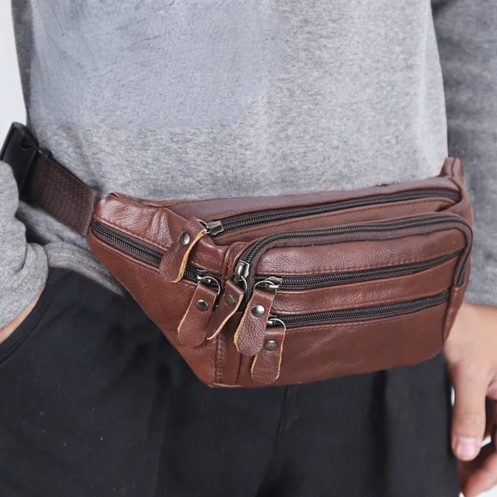 Zipper PU Leather Men's Waist  - Leatherwork Wallet avis et prix