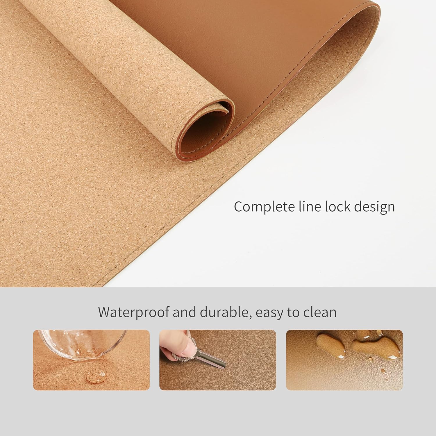 Large Dual-Sided Desk Pad, Nat - Leatherwork Images avis et prix