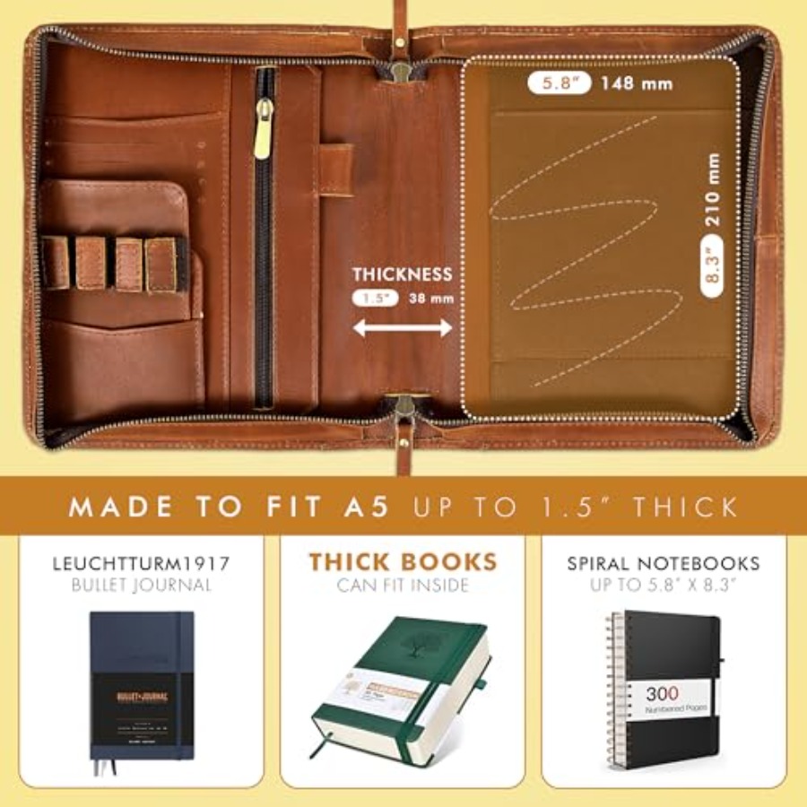 Leather A5 Portfolio Padfolio  - Leather Work Folio avis et prix