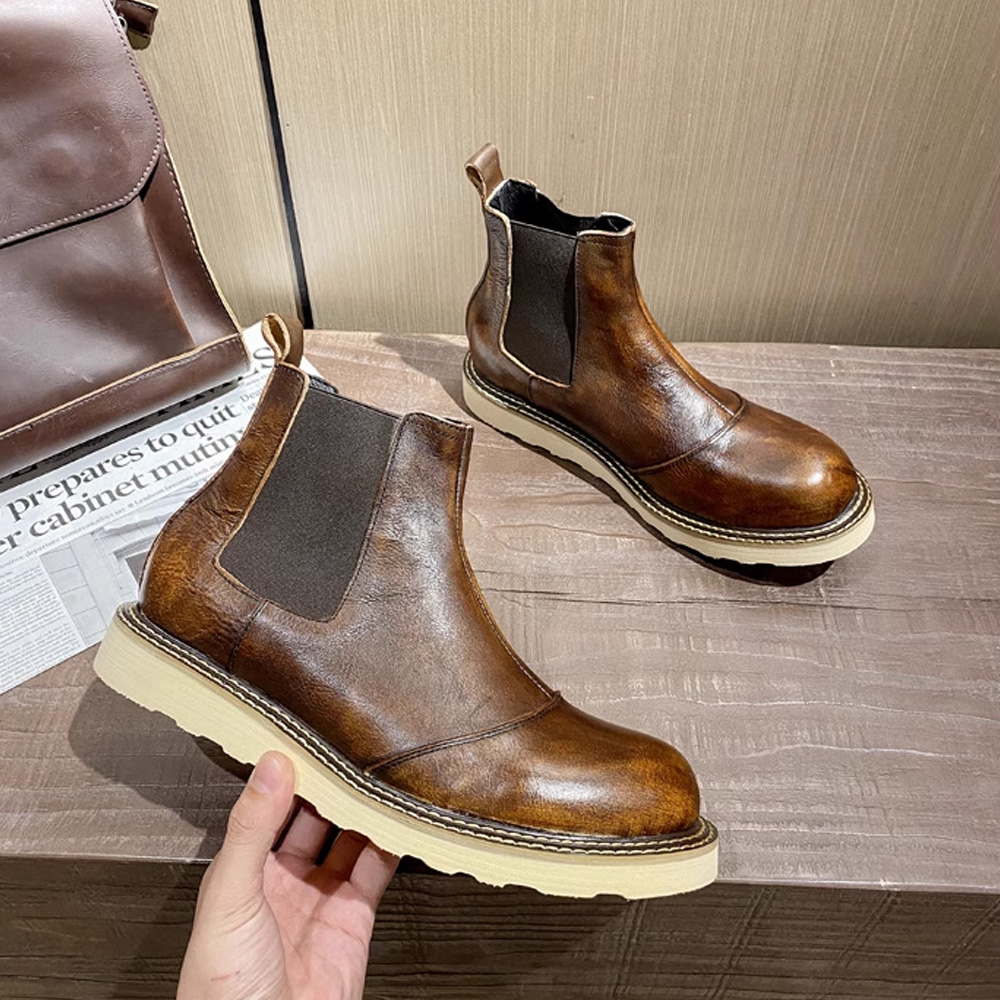 Retro Men's Genuine Leather Ch - Leather Work Western avis et prix