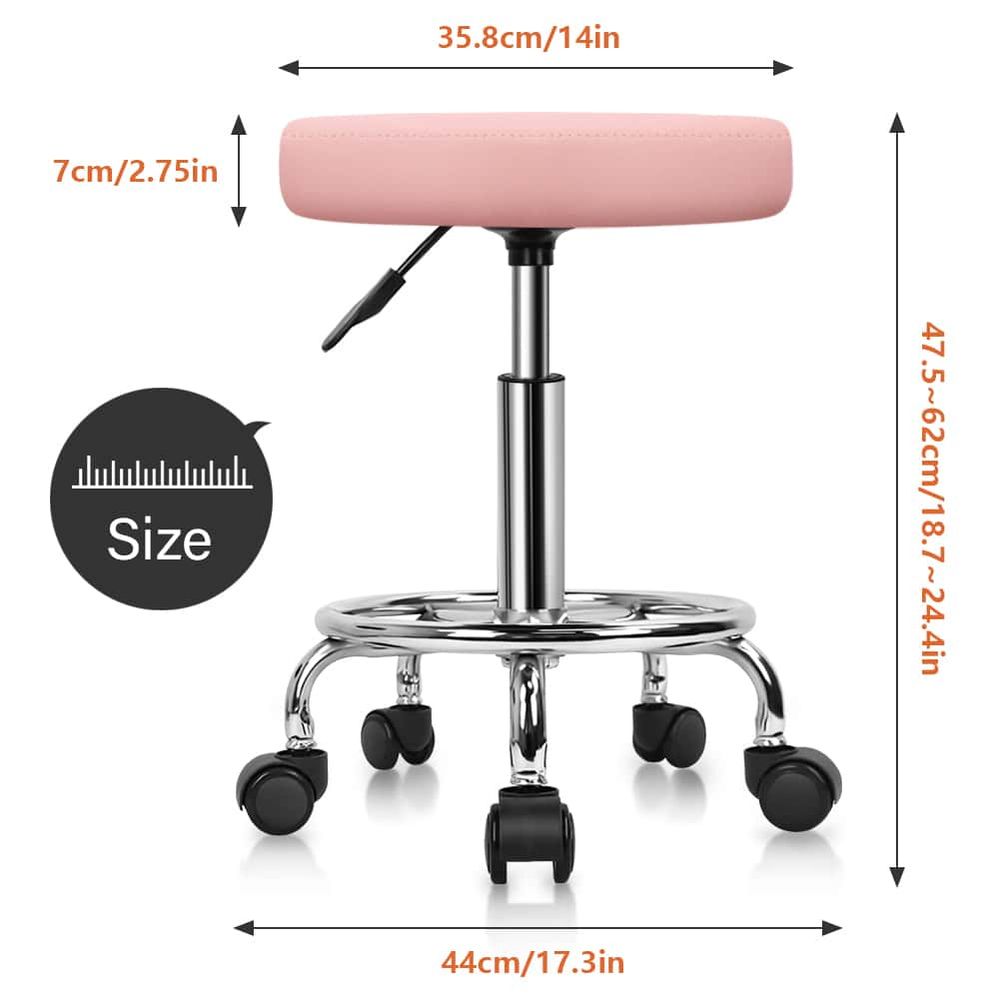 PU Leather Round Rolling Stool - Leatherwork Tattoo avis et prix