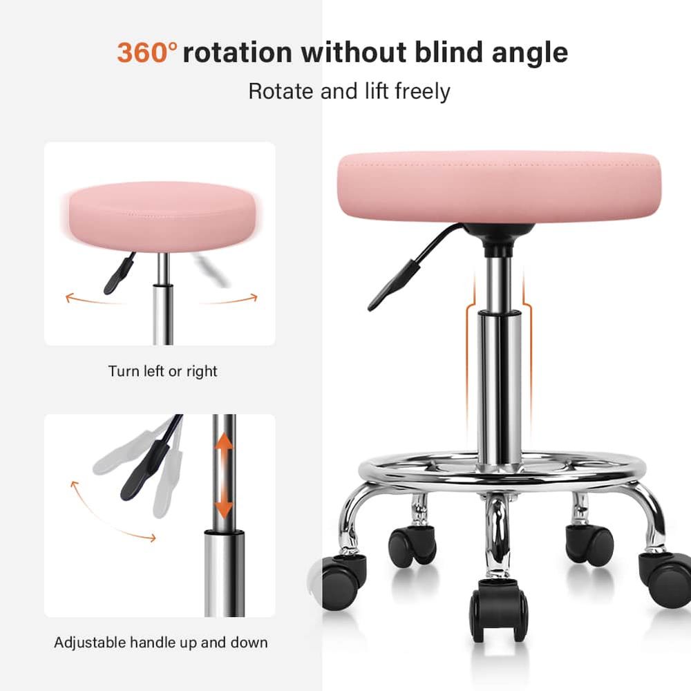 PU Leather Round Rolling Stool - Leatherwork Tattoo avis et prix