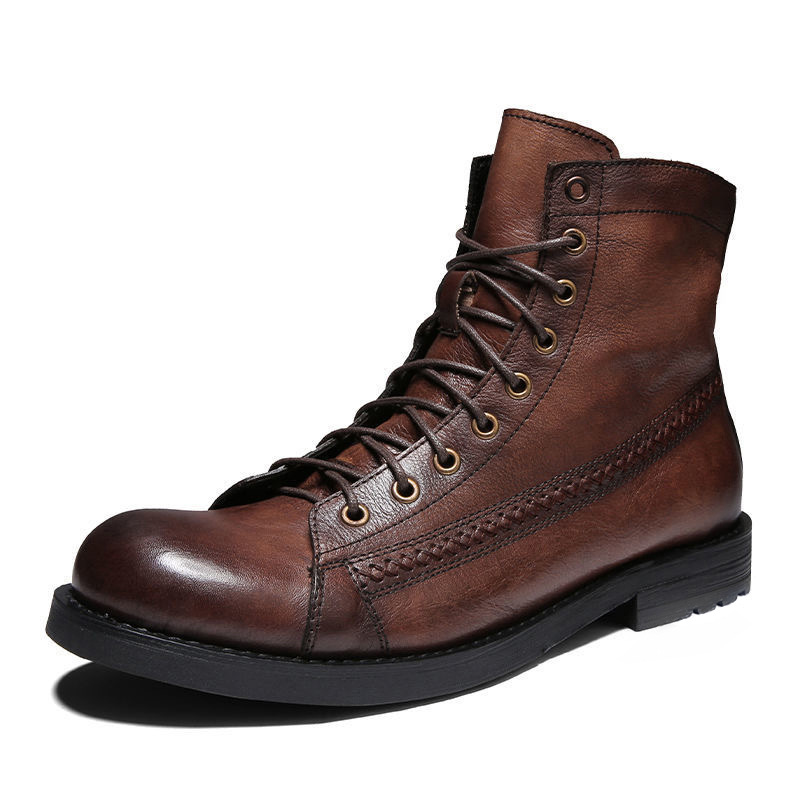 Mens Ankle Boots Classic Handm - Leather Work Fabric avis et prix