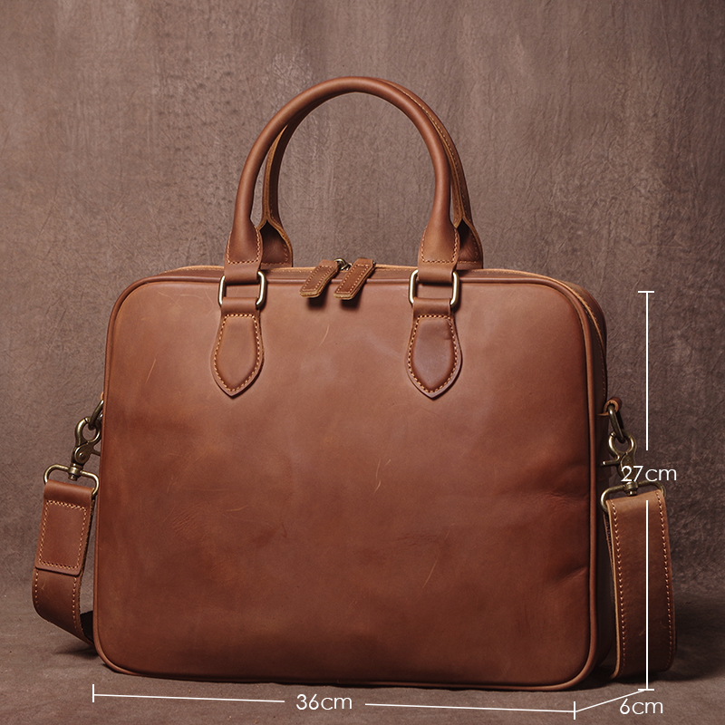 GURO Men Crazy Horse Cowhide B - Leather Work Handbags avis et prix