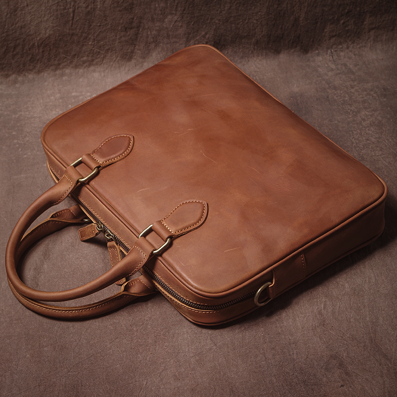 GURO Men Crazy Horse Cowhide B - Leather Work Handbags avis et prix