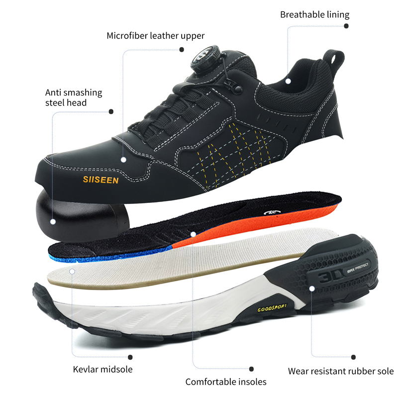 Black Leather Safety Shoes Sec - Leather Work Fabric avis et prix