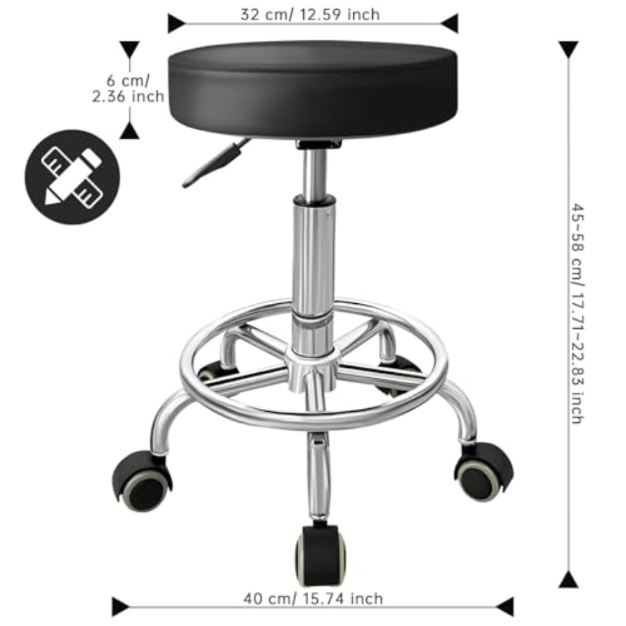PU Leather Rolling Stool with  - Leatherwork Tattoo avis et prix