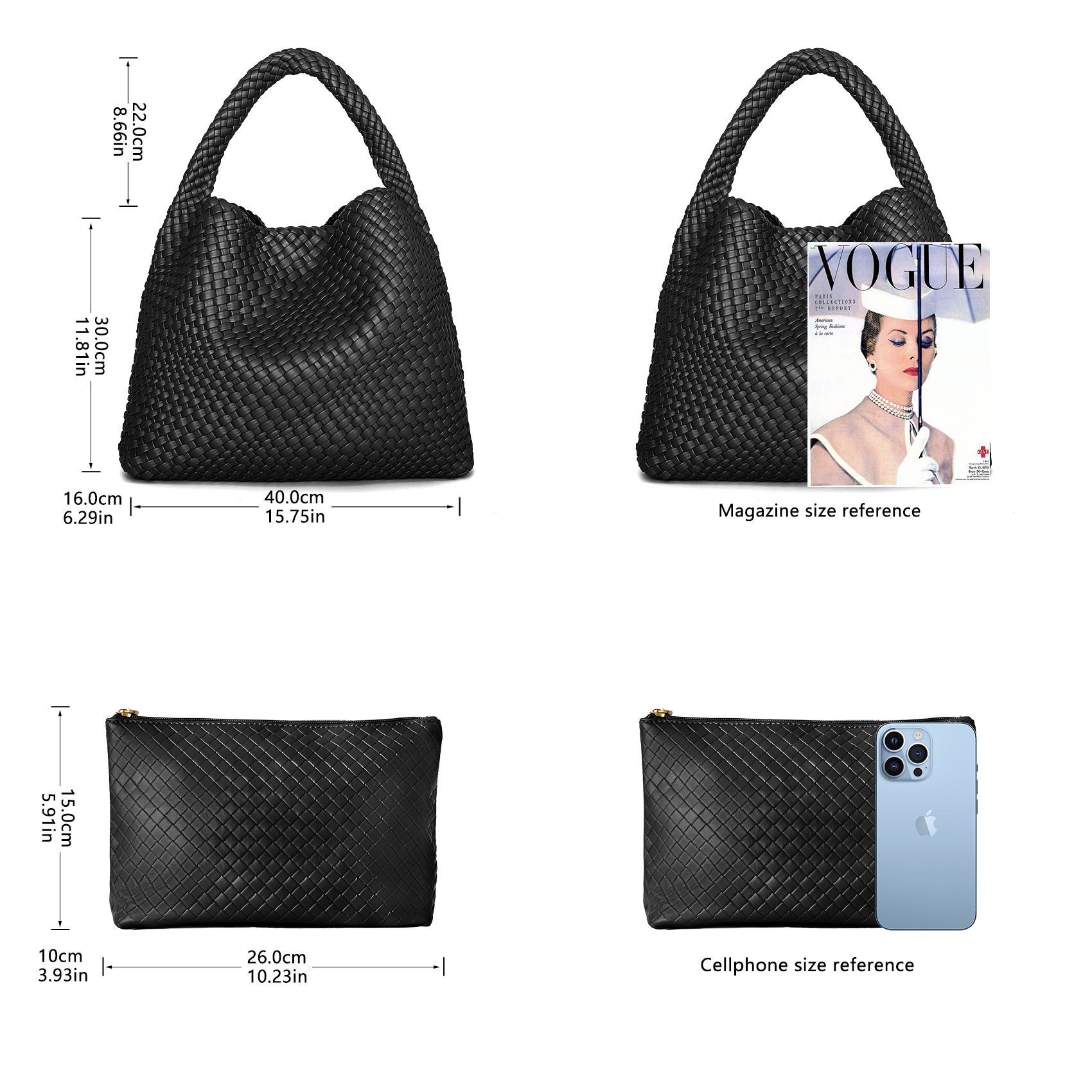 Large Woven Tote Bag for Women - Leatherwork Wallet avis et prix
