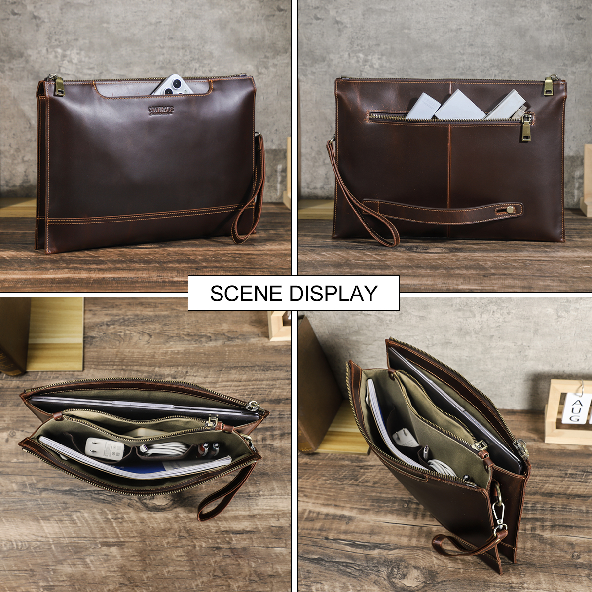 CONTACT'S Genuine Leather Lapt - Leather Work Folio avis et prix