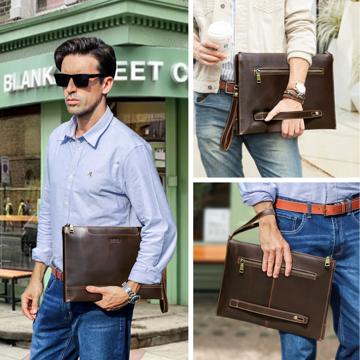 CONTACT'S Genuine Leather Lapt - Leather Work Folio avis et prix