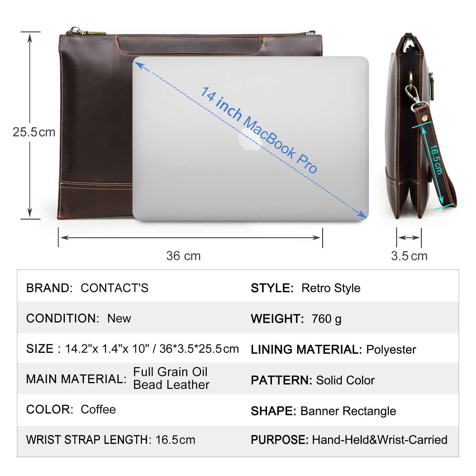 CONTACT'S Genuine Leather Lapt - Leather Work Folio avis et prix