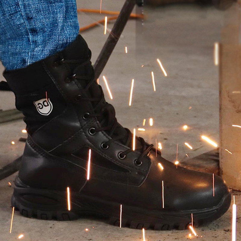 Black High top leather boots M - Leather Work Fabric avis et prix